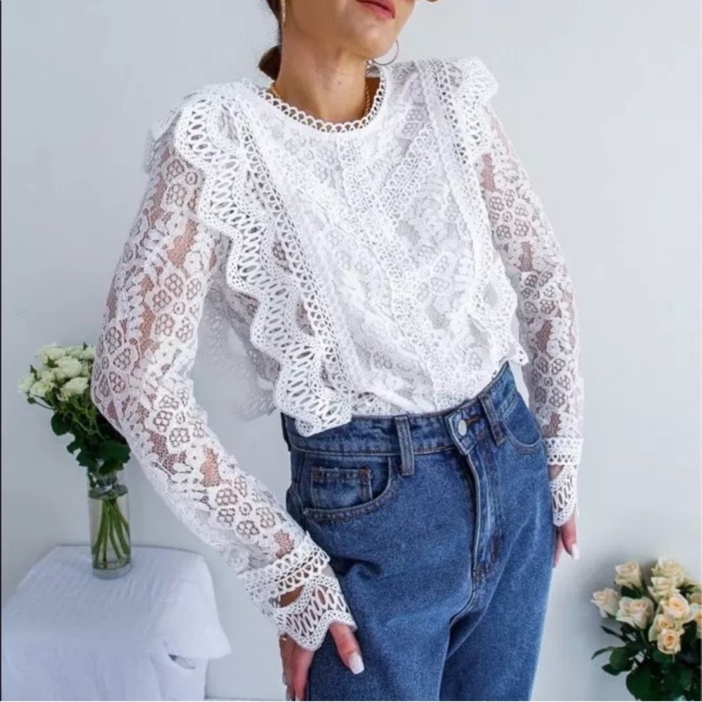 Last 1 L! 5 Star Rated New Bohemian Crochet Top with Back Zipper - Picture 10 of 15